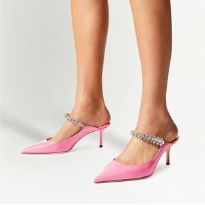 MIRAAZZURRA Rhinestone Heeled Point Toe Mules